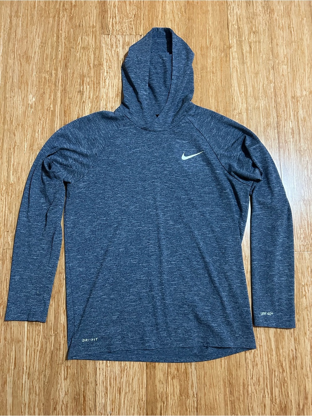 Nike Swim Dri-FIT Hooded Long Sleeve Heather Blue UPF 40+ (Men’s Medium)